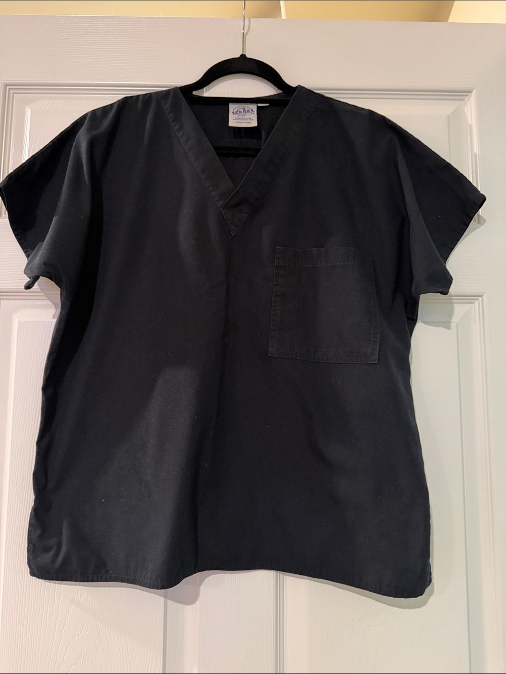 S.C.R.U.B.S. Unisex Black V-Neck Short Sleeve Scrub Top